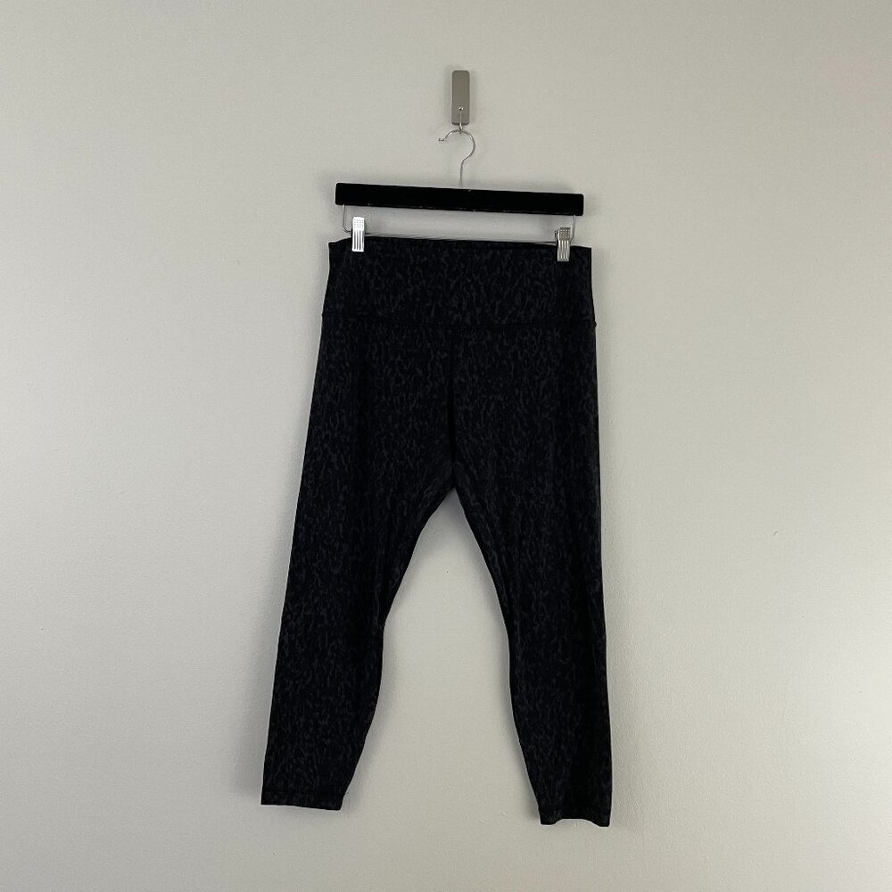 Lululemon High Rise Align Pant 25" Leggings Leopard Camo Deep Coal Size 12